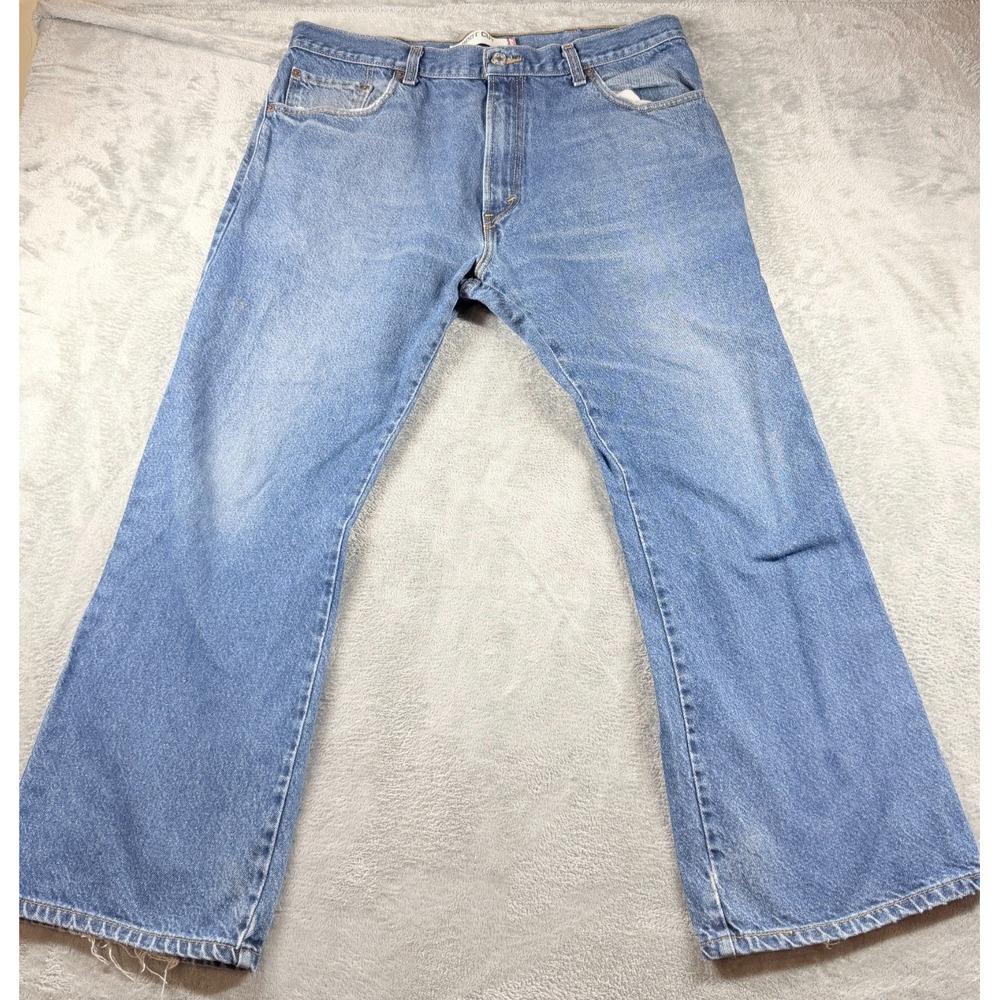 Vtg Levis 517 Boot Cut Jeans 38x29 Blue Denim 2001 Distressed Fade Mens